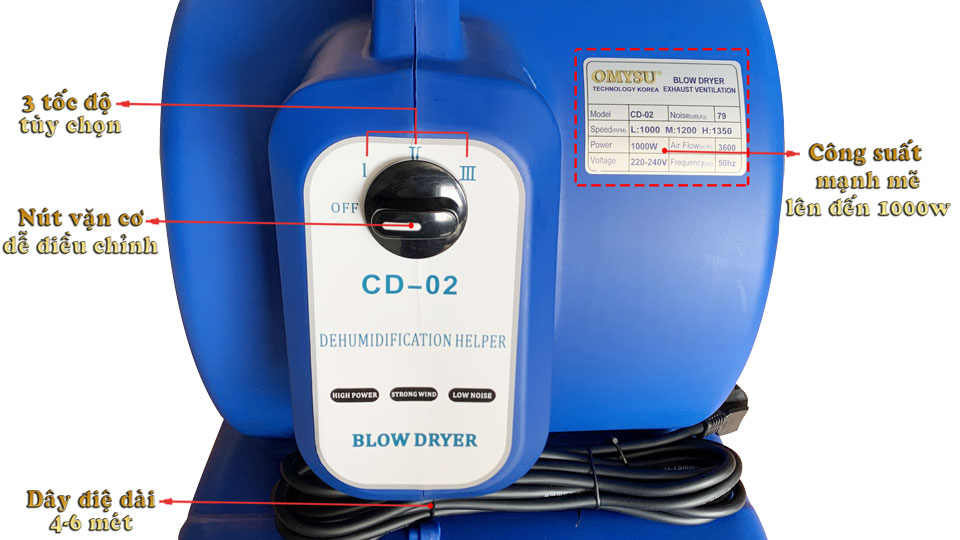 Quạt thổi sàn CD-02 – núm chỉnh 3 tốc độ