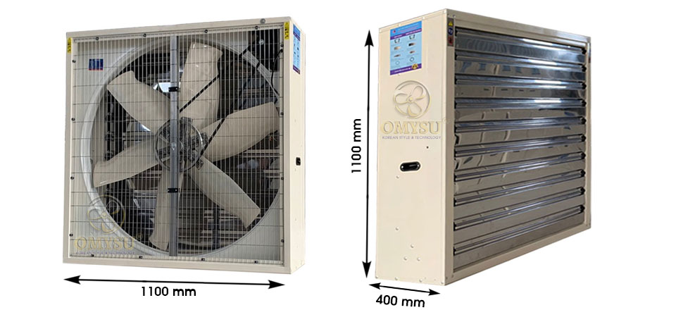 Quạt thông gió vuông BMF-1100 STD – kích thước chi tiết