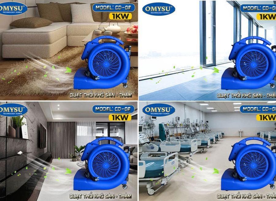 Quạt thổi sàn CD-02 – ứng dụng làm khô sàn
