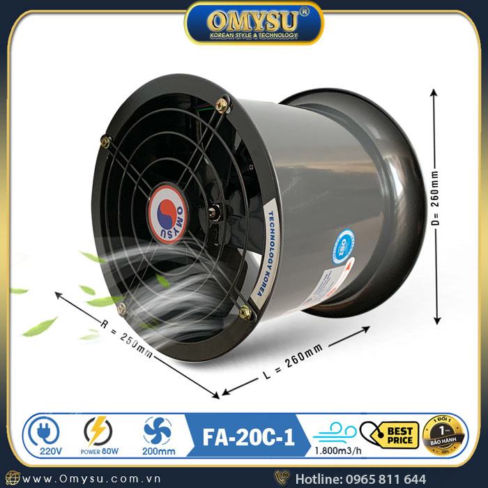 Quạt thông gió tròn FA-20C-1 – quạt thông gió tròn D200mm
