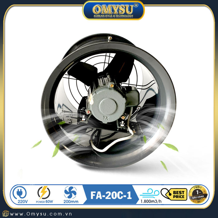 Quạt thông gió tròn FA-20C-1 – motor khía tản nhiệt
