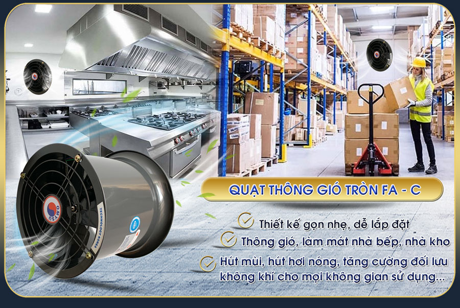 Quạt thông gió tròn FA-20C-1 – ứng dụng cho nhà hàng, quán nướng