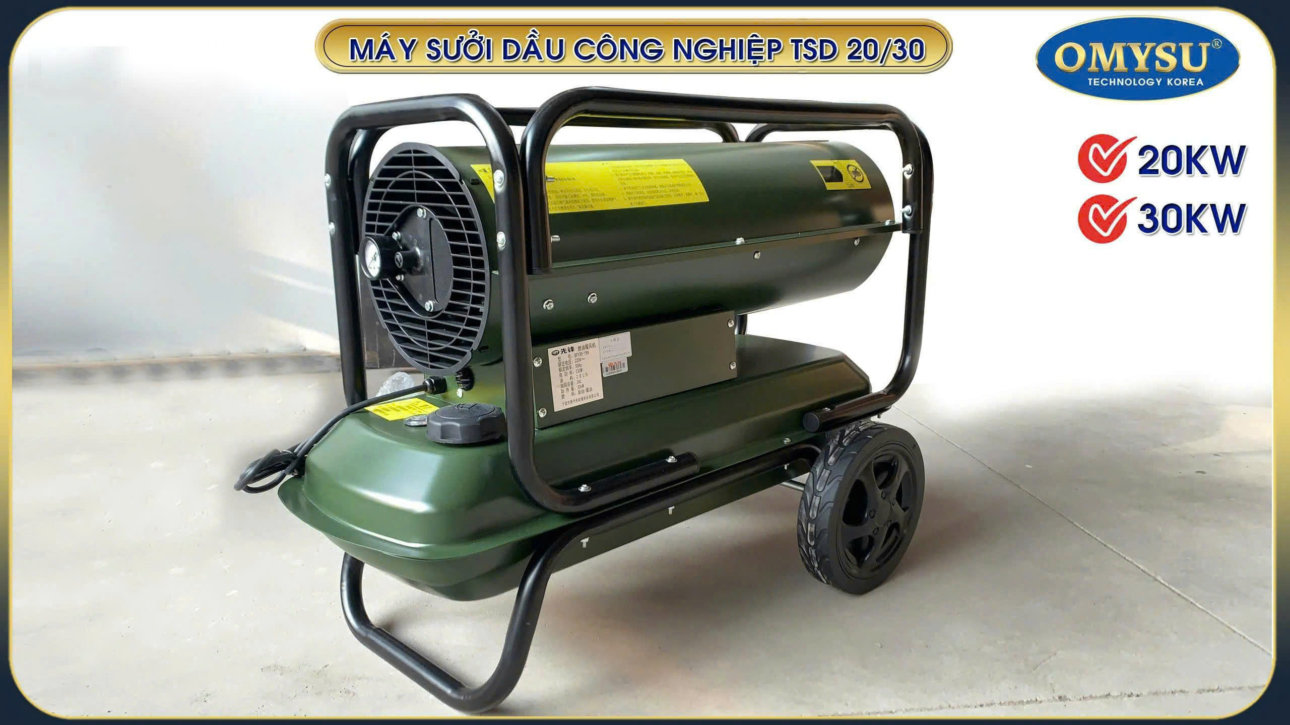 Máy sưởi dầu OMYSU sử dụng công nghệ đốt dầu tiết kiệm nhiên liệu